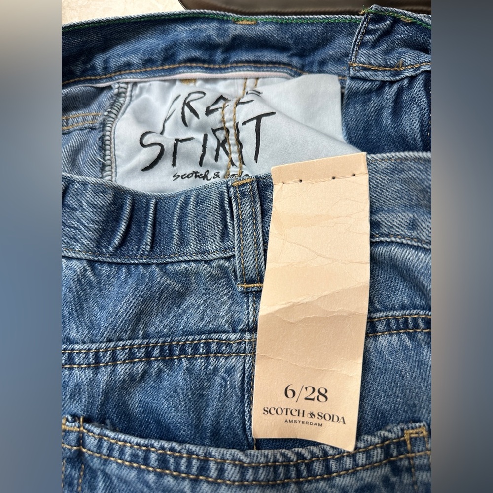 Scotch and Soda Amsterdam Jeans Blue Denim Wide Leg Size 6 28 Waist New - Picture 9 of 9